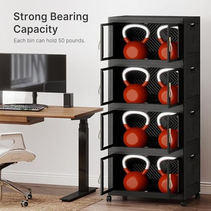 Stackable Storage Bins with Doors & Lids & Wheels - Image 3