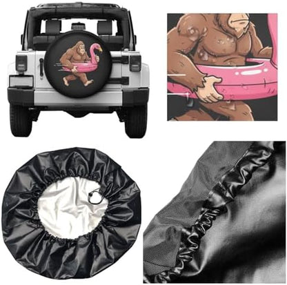 Funny Bigfoot Flamingo Spare Tire Cover Wheel Protector Universal Fit - Image 5