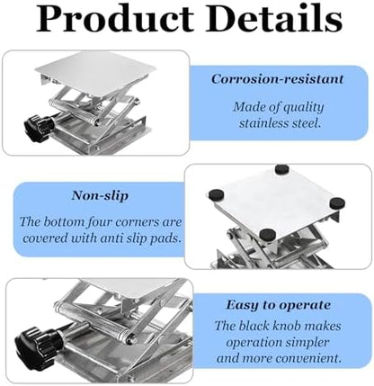 4" x 4" Stainless Steel Lab Jack Lift Stand Table Scissor Stand Platform - Image 4