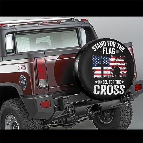 Spare Tire Cover American Flag Cross Wheel Covers 16 Inch No Camera Hole - Image 2