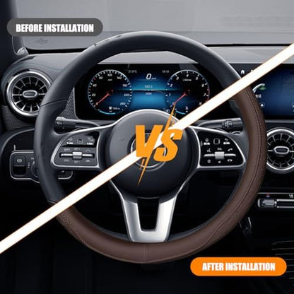 Zpana 14.5-15" Car Steering Wheel Cover, Breathable Soft Leather - Image 6