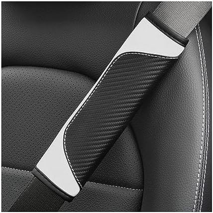 AUCELI 2PCS Carbon Fiber Car Seat Belt Cover, Breathable Leather by AUCELI