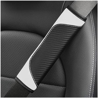 AUCELI 2PCS Carbon Fiber Car Seat Belt Cover, Breathable Leather by AUCELI