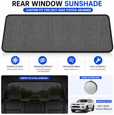 Rear Window Shade for Toyota 4Runner 2017-2024 Breathable Mesh Sunshade - Image 7