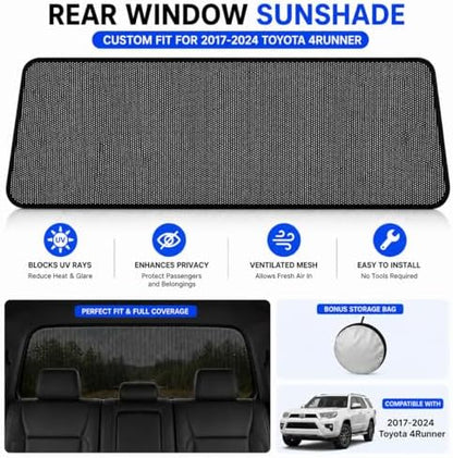 Rear Window Shade for Toyota 4Runner 2017-2024 Breathable Mesh Sunshade - Image 7