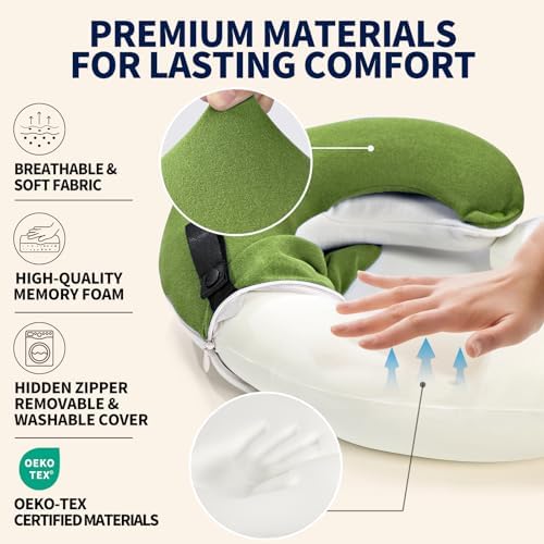 BUYUE Travel Neck Pillows for Airplanes, Memory Foam 360° Head Support Sleep - Image 4