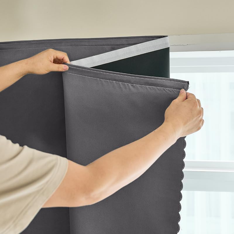 AJAZZ 100% Window Blinds Blackout Portable Black Out Curtains Adhesive Curtains by AJAZZ