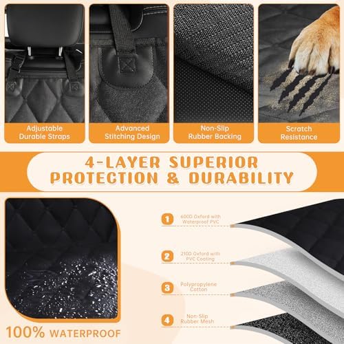 Dog Car Seat Cover for Back Seat 100% Waterproof, Long-Lasting and Soft Nonslip - Image 5