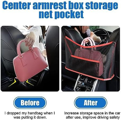 Ziciner Car Net Pocket Handbag Holder, Organizer Mesh Bag Between Two Seat - Image 3