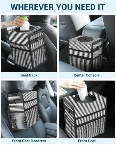 Capolo Car Trash Can with Lid, Leakproof Car Garbage Can Car Trash Bag - Image 6