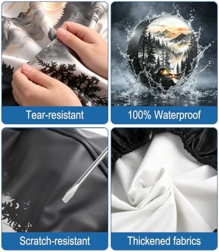 RV Spare Tire Cover Mountain Lake Tree 17in Waterproof Universal Fit - Image 5