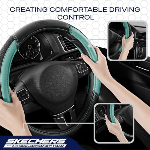 Skechers Air-Cooled Steering Wheel Cover, Air Cool Mesh Leather Car Steering - Image 5