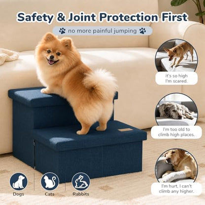 2-Step Wide Dog Stairs with Storage 11" H, Non-Slip Sturdy Pet Steps - Image 4