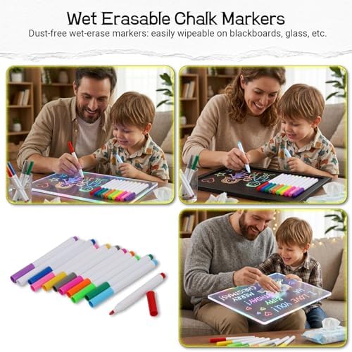 12 PCS Light Blue Liquid Chalk Markers, Fine Tip Neon Erasable Pens - Image 5