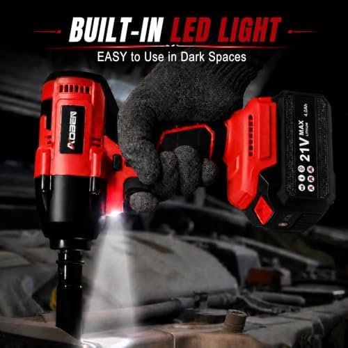 AOBEN Cordless Impact Wrench 1/2 Inch, Power Impact Gun Kit, Max - Image 6