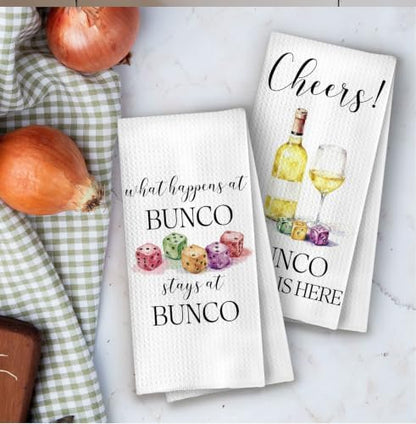 Bunco Party Gifts Kitchen Towels 16x24 Inch Set of 2 - Image 4