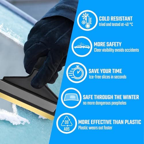 Car Ice Scraper Long Handle Ice Scraper Brass Blade 2 Pack 14, 5 inch Ice - Image 4