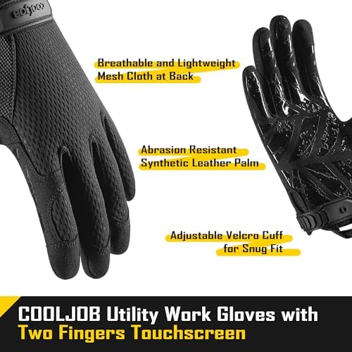 COOLJOB Mechanic Safety Work Gloves, Enhanced Anti-Slip Grip Tactical Gloves - Image 2