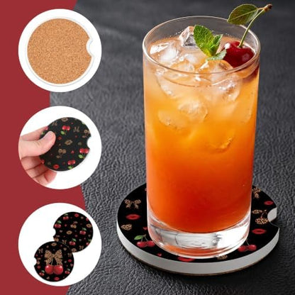 Cheetah Leopard Car Coasters for Cup Holders, Absorbent Coaster for Women - Image 4