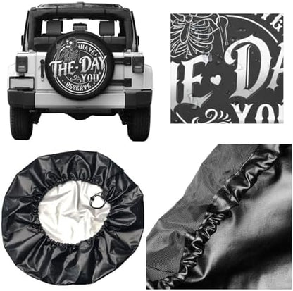 Spare Tire Covers for Trailers, Funny Have The Day You Deserve Rock Skeleton - Image 5
