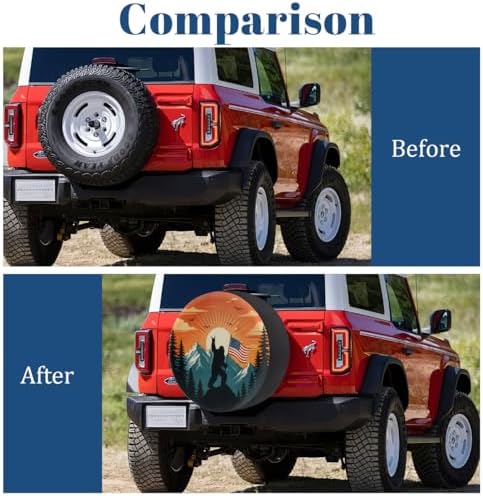 Bigfoot American Flag Spare Tire Cover Wheel Covers Protectors Waterproof - Image 5