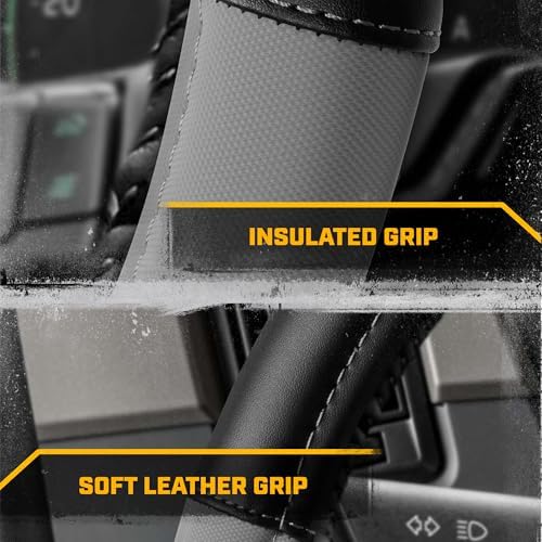 Cat® BigDrive Faux Gray/Black Leather Semi Truck Steering Wheel Cover, Fits RV - Image 6