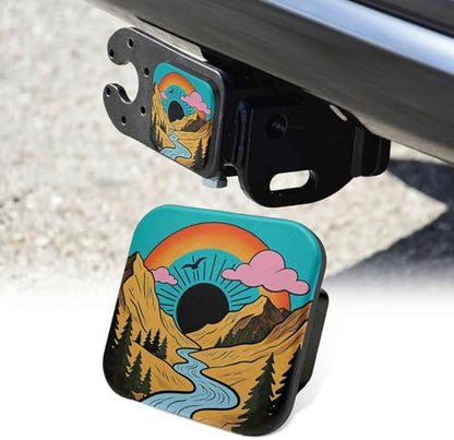 2 Inch Retro Sunset Mountains Trailer Hitch Cover Rubber Receiver Tube Plug Cap by Unknown