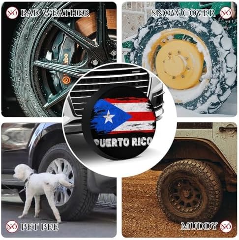 Puerto Rico Flag Tire Covers, Dust-Proof Weatherproof Wheel Covers Wheel Tire - Image 4