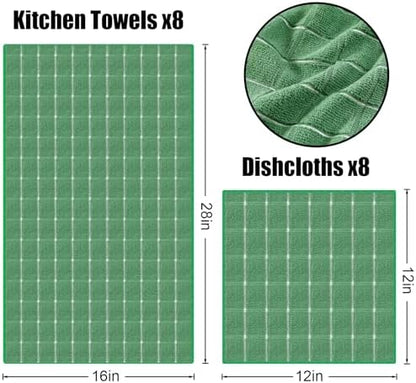 Homaxy Microfiber Kitchen Towels and Dishcloths Sets, 20 Pack, Grass Green - Image 6