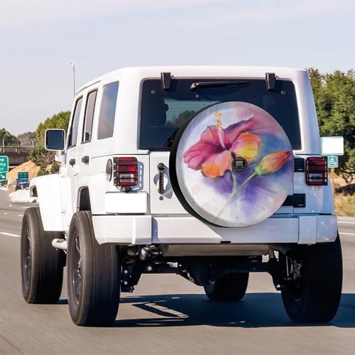 Delerain Spare Tire Cover with Backup Camera Hole Colorful Hibiscus Flower - Image 2
