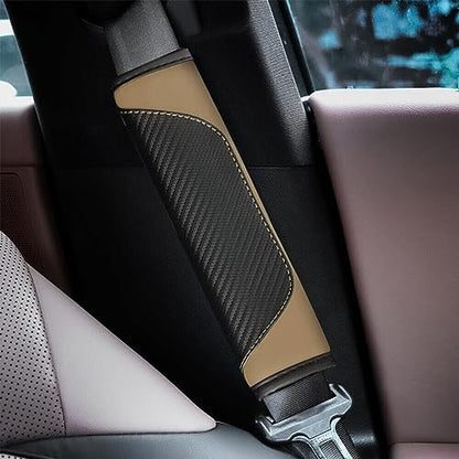 AUCELI 2PCS Carbon Fiber Car Seat Belt Cover, Breathable Leather - Image 5
