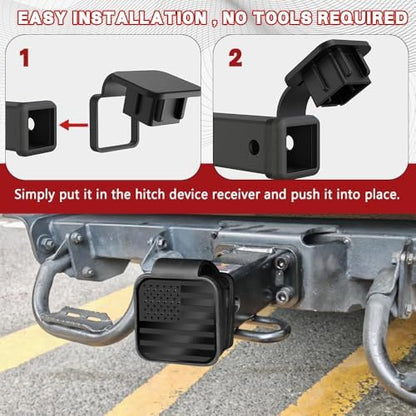 Universal Flag Tow Hitch Covers, Receiver Tube Hitch Plug, American Flag Rubber - Image 5