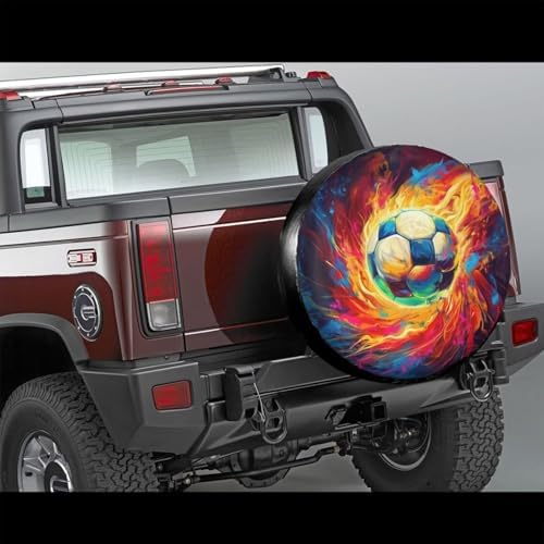 Car Tire Covers Soccer Ball on Fire RV Wheel Cover - Image 5