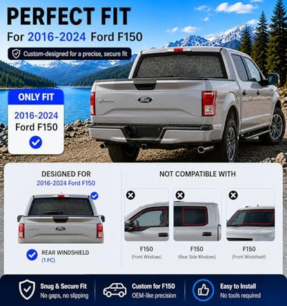 Rear Window Shade for Ford F150 2016-2024 Breathable Mesh Sunshade - Image 4