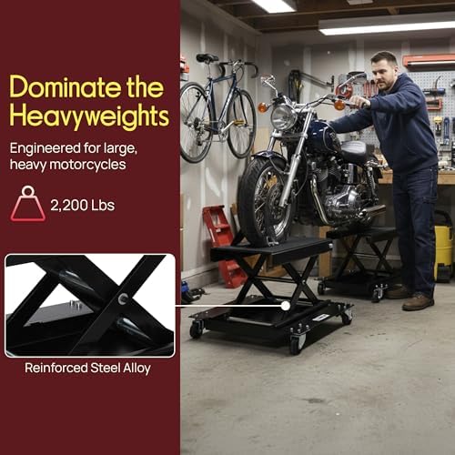Pyle Motorcycle Lift, Scissor Jack, Heavy Duty Steel, 1100 lbs Capacity - Image 3