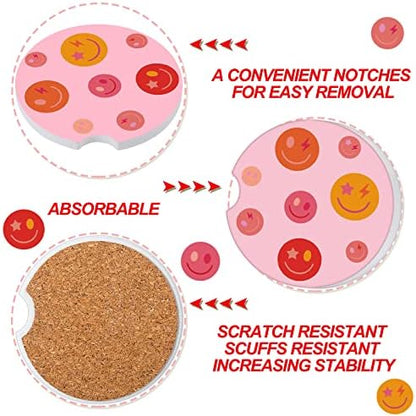 Zubebe 6 Pcs Car Coasters for Women Ceramic, Ceramic and Cork - Image 4
