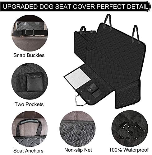 Femuar Dog Car Seat Cover with Storage Pockets Mesh Visual Window, Waterproof - Image 3