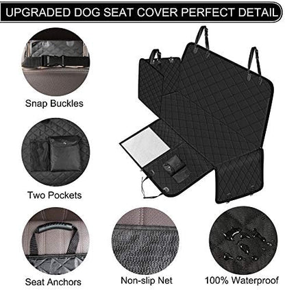 Femuar Dog Car Seat Cover with Storage Pockets Mesh Visual Window, Waterproof - Image 3