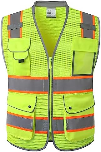 JKSafety Hi Vis Safety Vest for Men Women Cushioned Collar JK101 Yellow 2XL by JKSafety