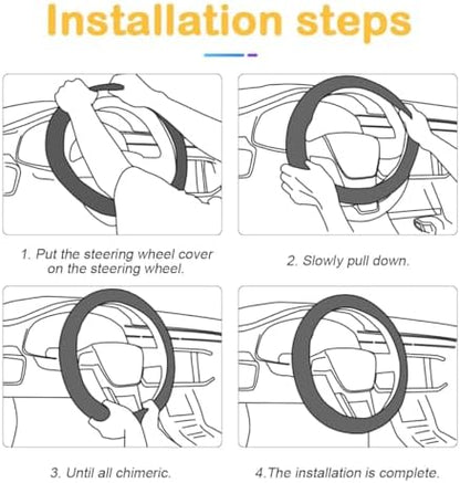 Osilly 15 Inch Carbon Fiber PU Leather Steering Wheel Cover - Image 5