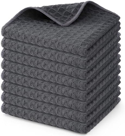Homaxy Microfiber Waffle Weave Kitchen Dish Cloths, 8 Pack, Dark Grey by Homaxy