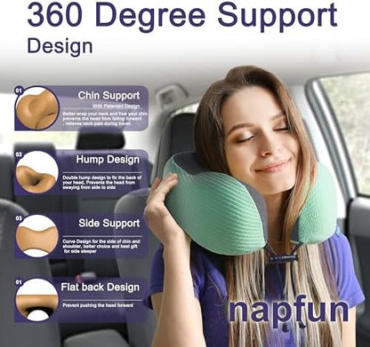 napfun Neck Pillow for Travel, Memory Foam Airplane Pillow - Image 3