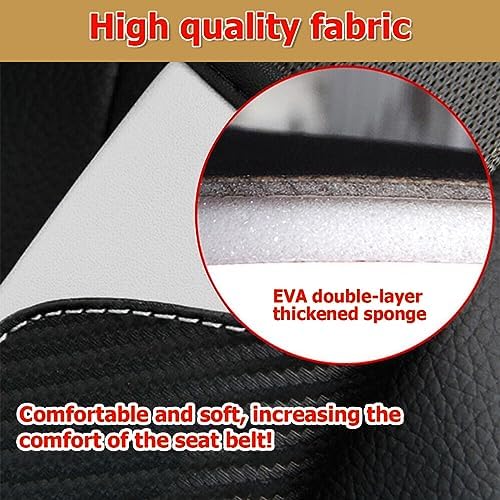 AUCELI 2PCS Carbon Fiber Car Seat Belt Cover, Breathable Leather - Image 4