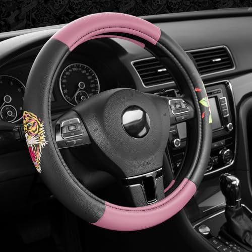 ED HARDY Tiger Print Steering Wheel Cover, Fits 14.5-15.5 Inch Steering Wheels - Image 5