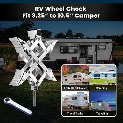 X-Shaped RV Wheel Chock Fit 3.25” to 10.5” Camper Wheel Chock Stabilizer Scissor - Image 6