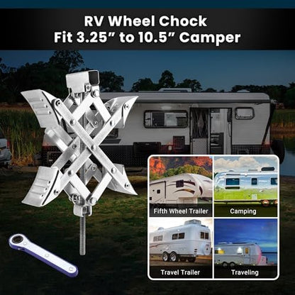X-Shaped RV Wheel Chock Fit 3.25” to 10.5” Camper Wheel Chock Stabilizer Scissor - Image 6