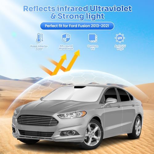 Canvcle Window Shades for 2013-2021 Ford Fusion Accessories Windshield Sun - Image 2