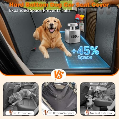 URPOWER PU Leather Hard Bottom Dog Car Seat Cover, Back Seat Extender - Image 2