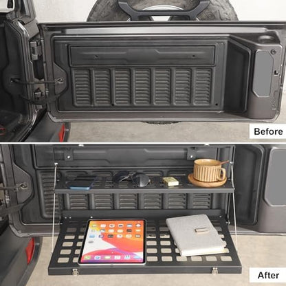 CheroCar for Jeep JL Tailgate Table Rear Foldable Cargo Shelf Aluminum Alloy - Image 2