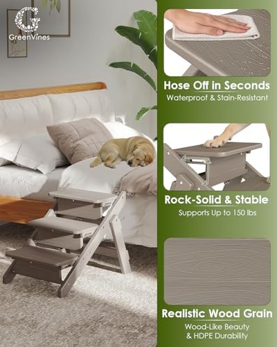 GREENVINES Foldable Dog Stairs & Steps, 2-in-1 HDPE Pet Ramp - Image 2